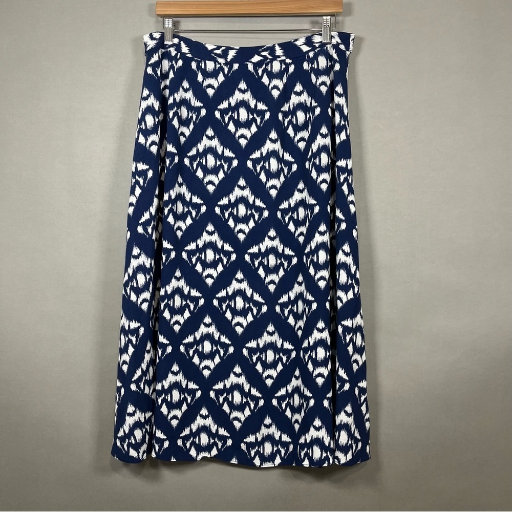 Talbots Blue Ikat Print Viscose A Line Skirt - Picture 8 of 15